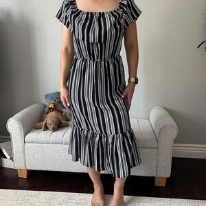 Soprano Black and White Striped Dress Size S